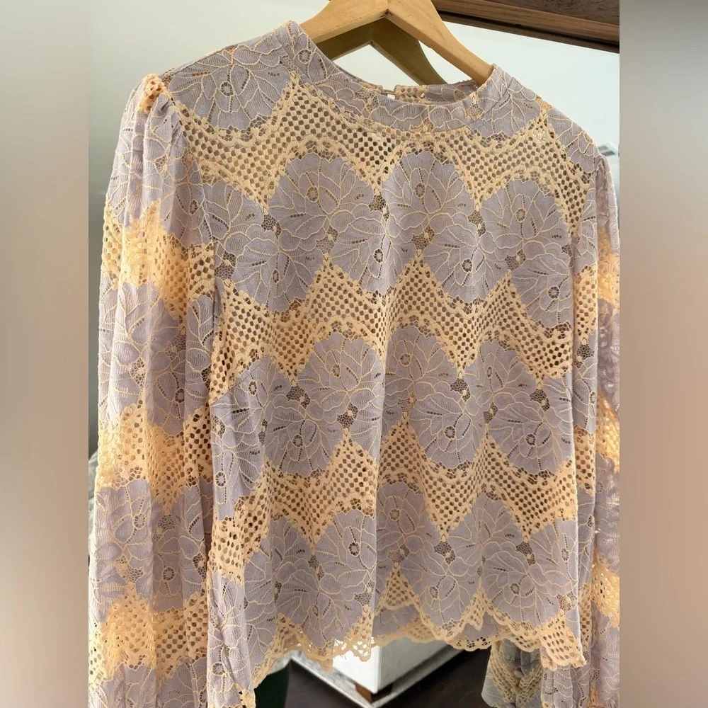 Anthropologie Dolan Left Coast Lace Mock Neck Blouse